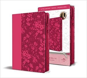 BIBLIA REINA VALERA 1960 LETRA GRANDE. SÍMIL PIEL FUCSIA, CREMALLERA, ÍNDICE, TA MAÑO MANUAL